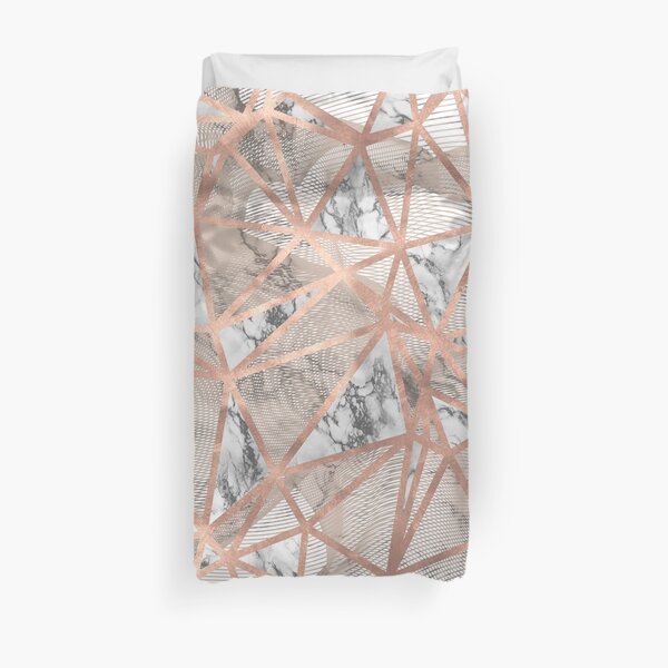 Fractured Marble Pieces Geometric Rose Gold Design Duvet Cover