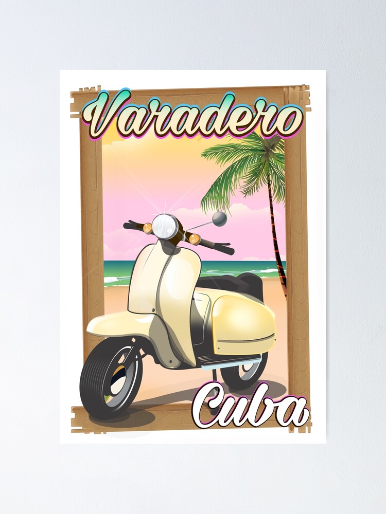 "Varadero Cuban vintage scooter." Poster by vectorwebstore Redbubble