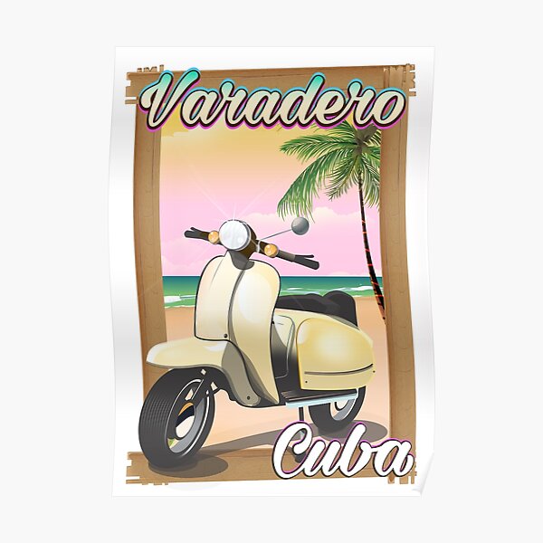 "Varadero Cuban vintage scooter." Poster by vectorwebstore Redbubble