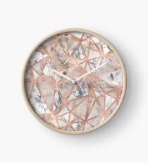 Fractured Marble Pieces Geometric Rose Gold Design Clock