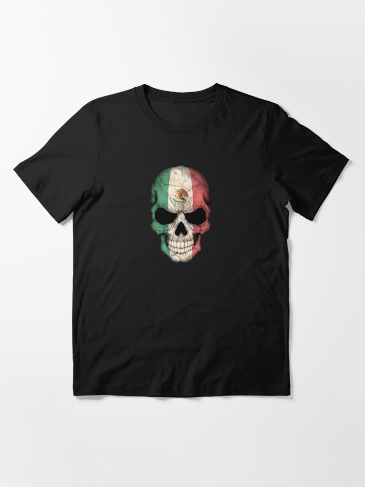 Dark Mexican Flag Skull Greeting Card by Jeff Bartels