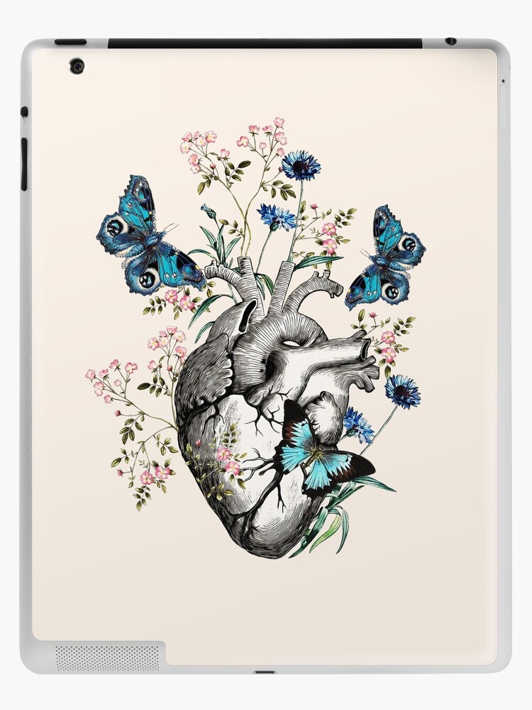 flowers and butterflies and hearts drawings