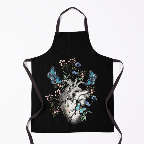 Item preview, Human heart anatomy with blue butterflies and flowers, floral art of human heart illustration designed and sold by Collagedream.