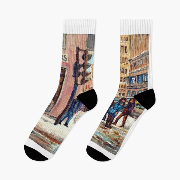 Item preview, DOWNTOWN MONTREAL WINTER SCENE ST CATHERINE STREET designed and sold by Carole  Spandau.