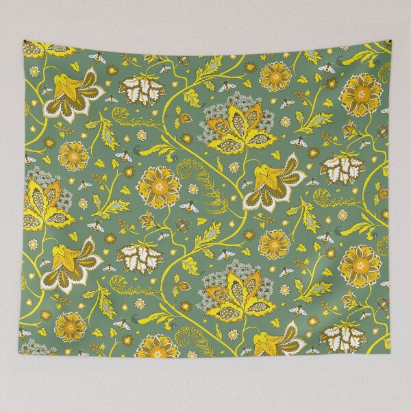 Item preview, honeybee wilderness chintz - yellow-green designed and sold by kobyakov.