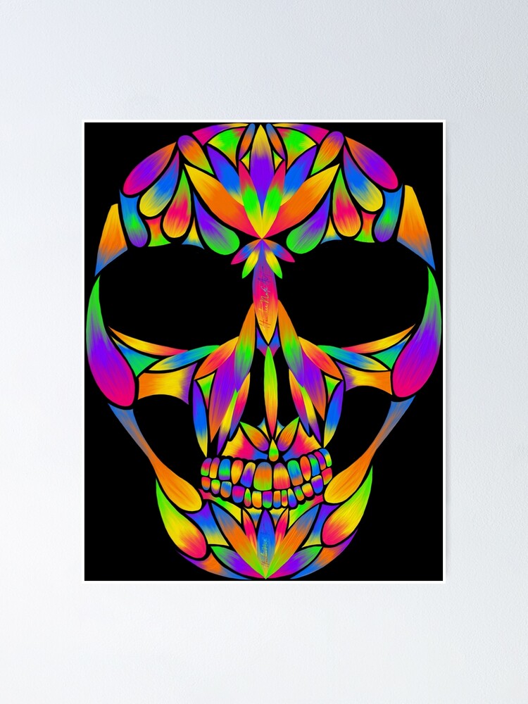 Oil Pastel & Watercolor Neon Sugar Skulls 