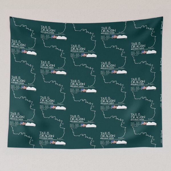 Item preview, Tail of the Dragon Road US 129 Motorcycle Sports Car Trail Map Art Print   designed and sold by AlemaaArt.