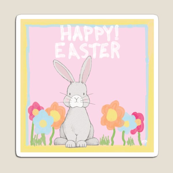 Item preview, Happy Easter-Bunny and Flowers Watercolor Design designed and sold by 69Designs-MP.