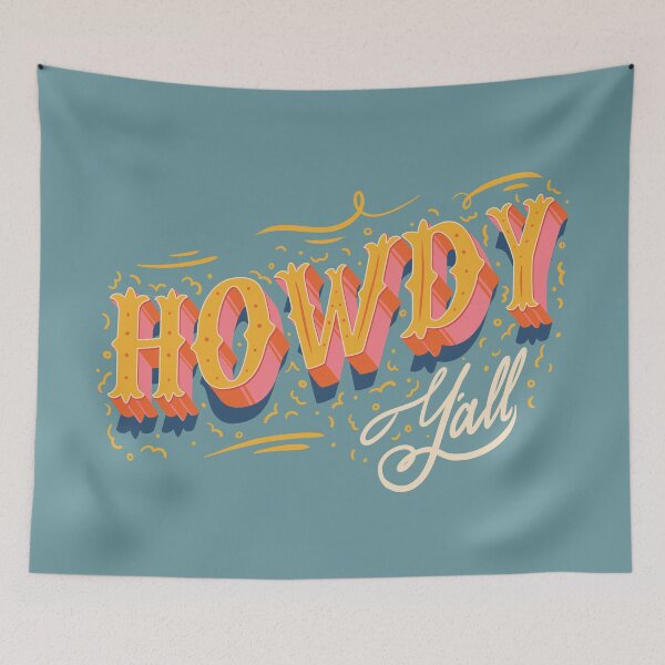 Item preview, HOWDY HOWDY HOWDY YALL | Yellow Pink Typography Lettering designed and sold by Any Color Designs.