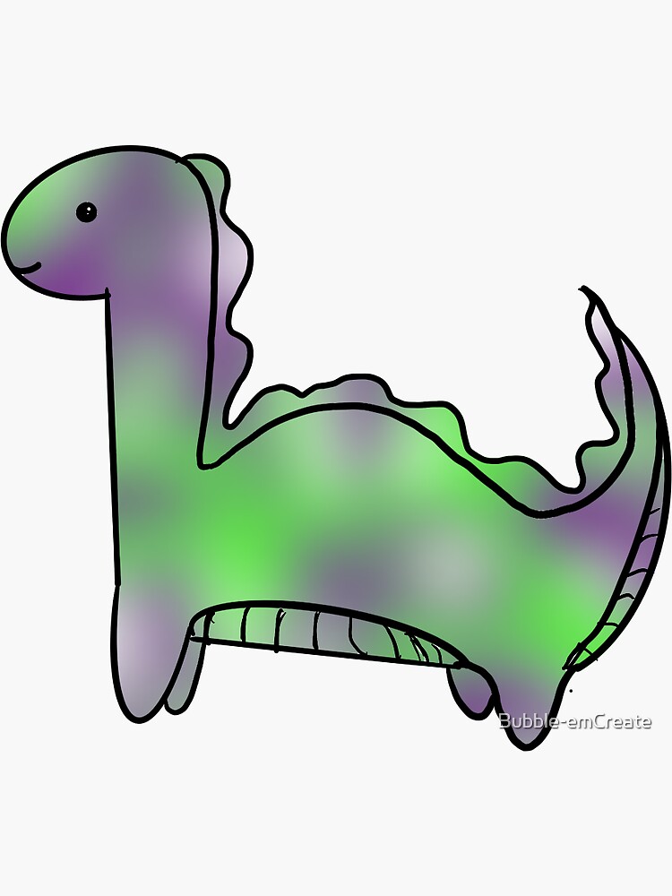 "Purple and Green dinosaur " Sticker by BubbleemCreate Redbubble