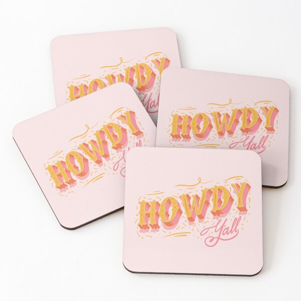 Item preview, HOWDY HOWDY HOWDY YALL | Yellow Pink Typography Lettering | Pink Background designed and sold by Any Color Designs.