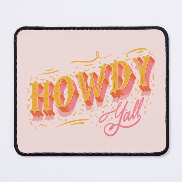 Item preview, HOWDY HOWDY HOWDY YALL | Yellow Pink Typography Lettering | Pink Background designed and sold by Any Color Designs.