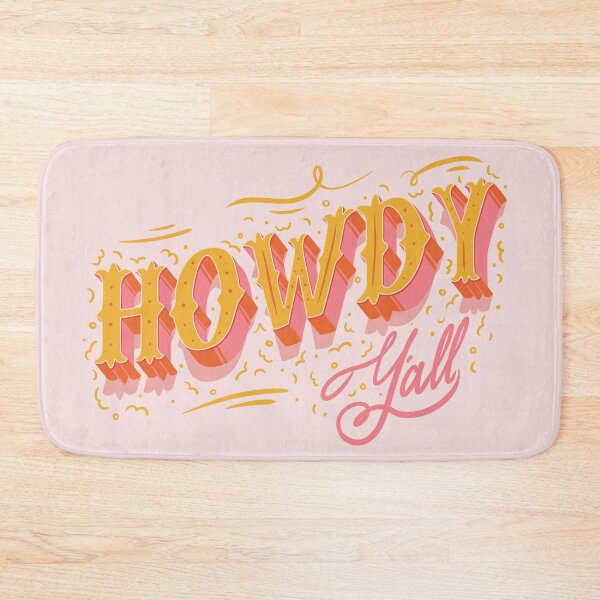 Item preview, HOWDY HOWDY HOWDY YALL | Yellow Pink Typography Lettering | Pink Background designed and sold by Any Color Designs.