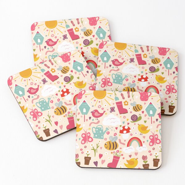 Item preview, Gardening Fun repeat pattern on a cream background  designed and sold by NattyDesigns.