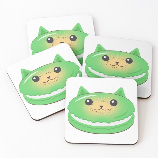 Item preview, Sweet Cute Kawaii Catarons Kiwi Cat French Macarons Pastry Clipart designed and sold by sehana.