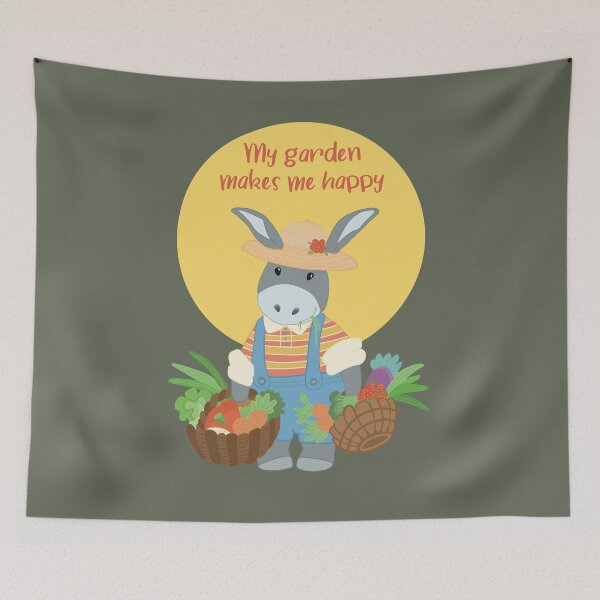 Item preview, My garden makes me happy, cute picture with a gardener with his own grown vegetables designed and sold by marina63.