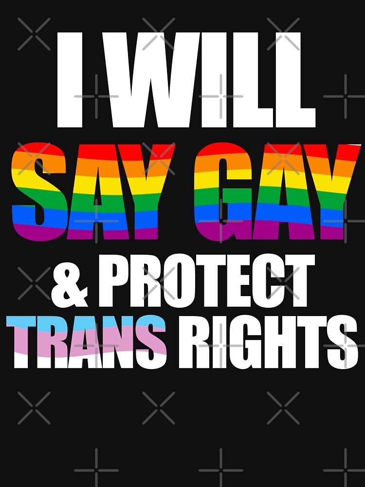 Thumbnail 7 of 7, Essential T-Shirt, I will say gay and protect trans rights designed and sold by Gayesthetic.