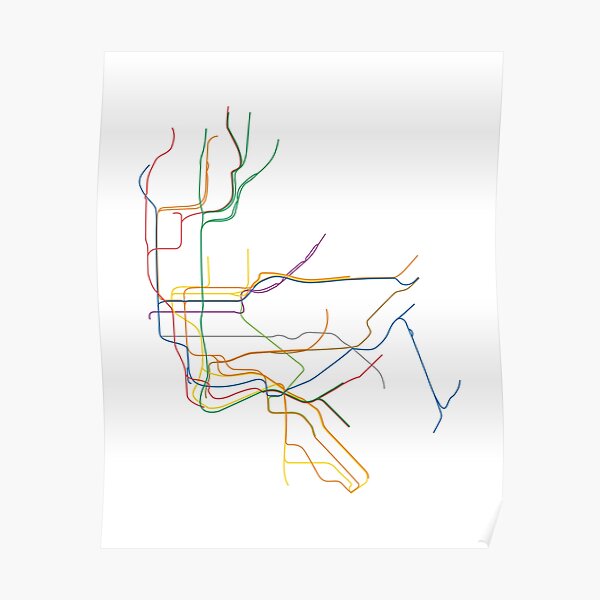 minimalist nyc subway map Poster