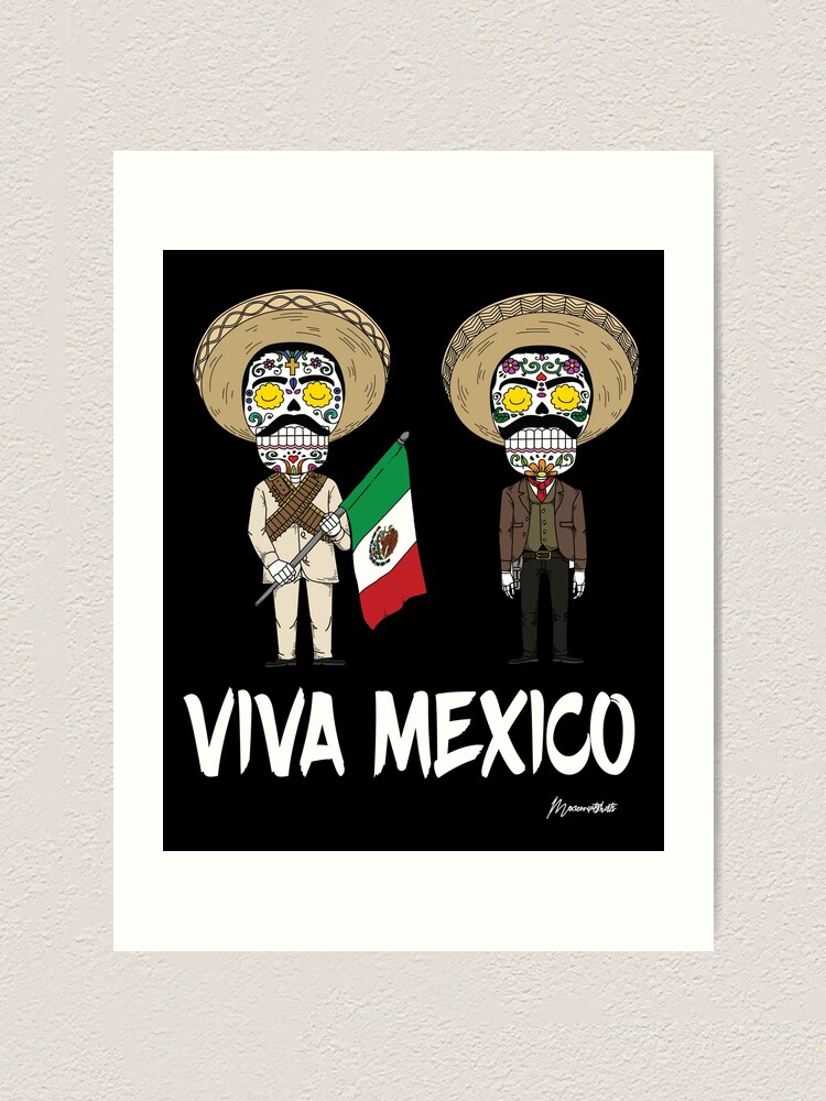 Viva Mexico Pancho Villa Y Emiliano Zapata Mexican Flag Art Print For