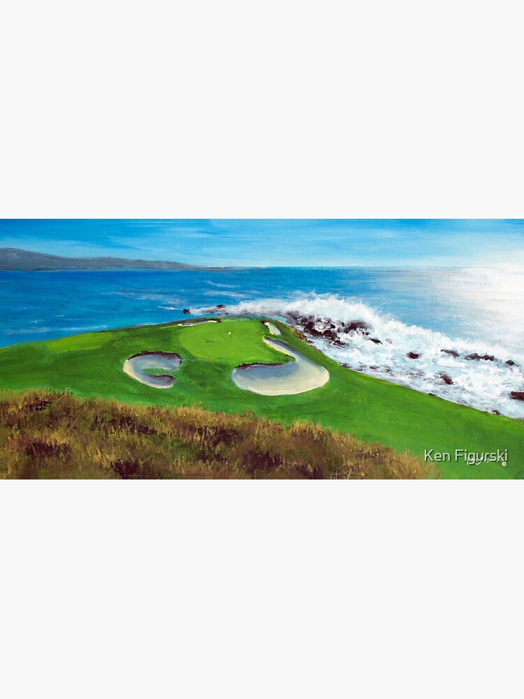 “7th Hole Pebble Beach” Sticker for Sale by kenfigurskiart | Redbubble