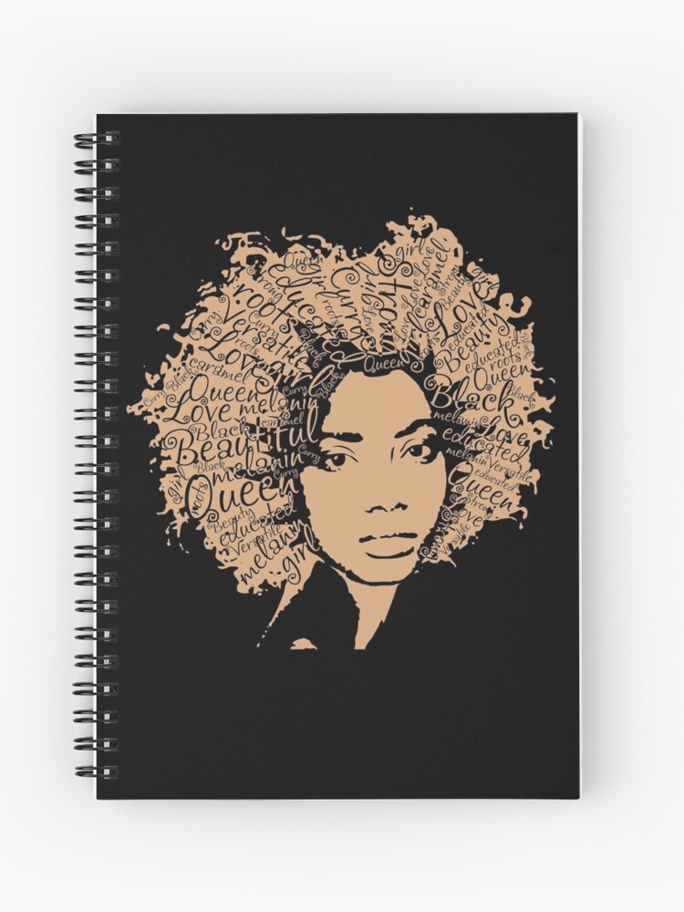 Afro Word Art Natural Hair T Shirt For Black Women Spiral