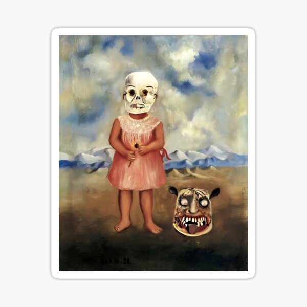 "Girl with Death Mask by Frida Kahlo" Sticker for Sale by FridaBubble