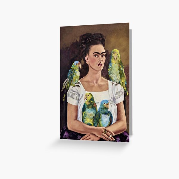 Aperçu de l'œuvre Moi et mes perroquets de Frida Kahlo créée et vendue par FridaBubble.
