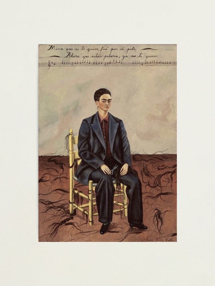 Aperçu 1 sur 3. Impression photo avec l'œuvre Autoportrait aux cheveux coupés par Frida Kahlo créée et vendue par FridaBubble.