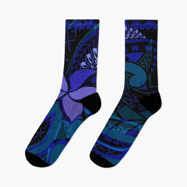 Item preview, Samoan Malu Dark Blue Tropical Floral Art 2090 designed and sold by sunnthreads.
