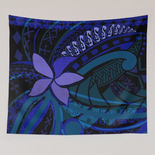 Item preview, Samoan Malu Dark Blue Tropical Floral Art 2090 designed and sold by sunnthreads.