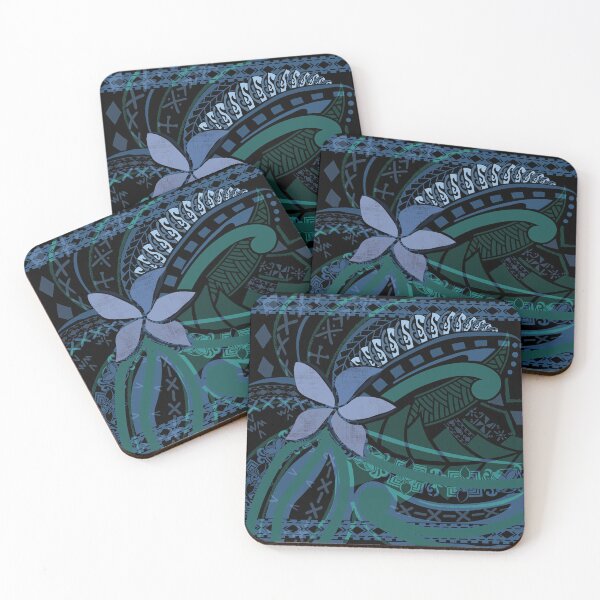 Item preview, Samoan Malu Blue Grey Tropical Floral Art 2091 designed and sold by sunnthreads.