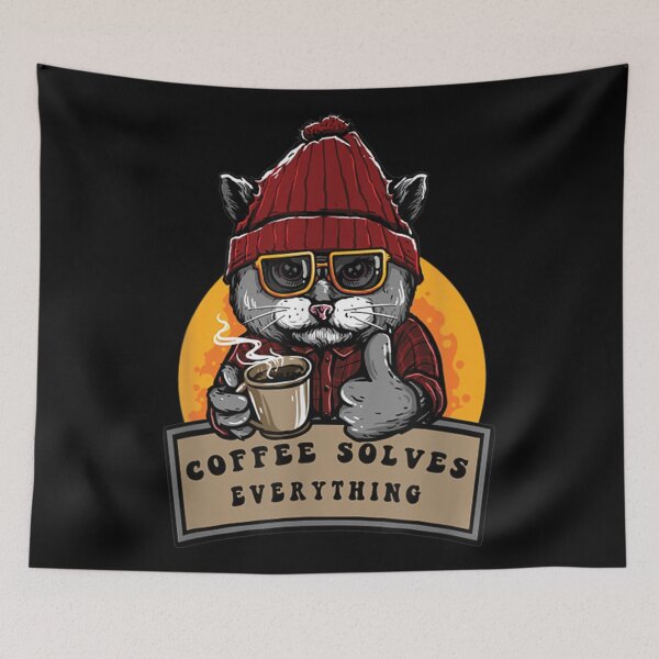 Item preview, A Cup Of Coffee Solves Everything Cat Funny designed and sold by zacben.