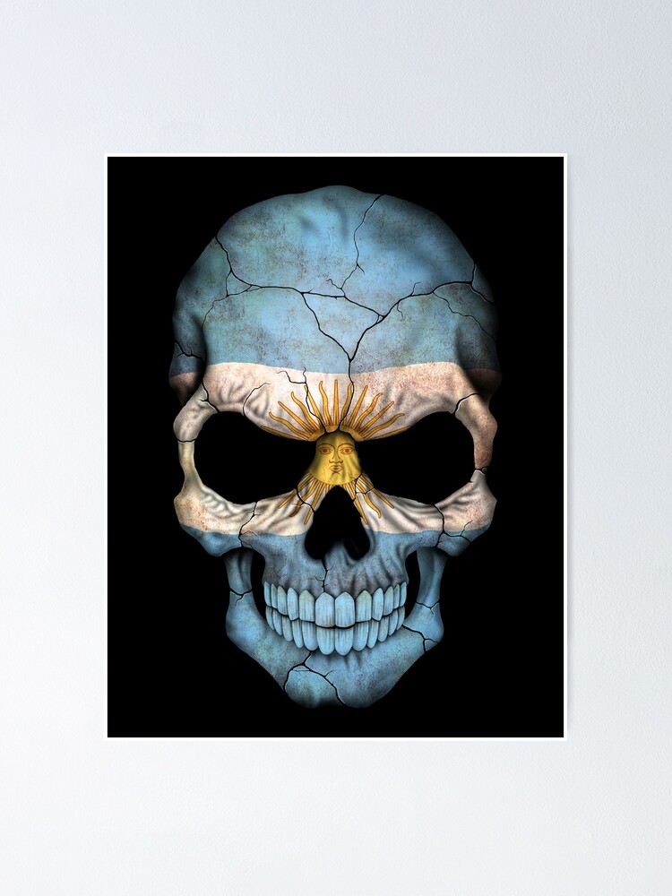 Chaotic Argentine Flag Splatter Skull Poster for Sale by jeff bartels