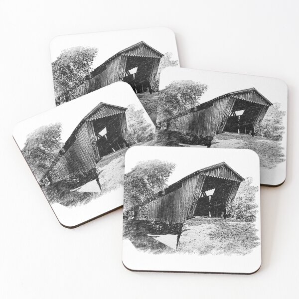 Item preview, Coal sketch of Switzer Covered Bridge designed and sold by gotucoveredart.