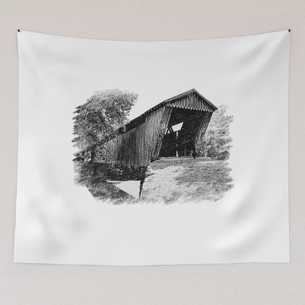 Item preview, Coal sketch of Switzer Covered Bridge designed and sold by gotucoveredart.