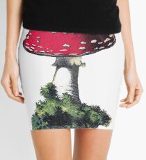antique typographic vintage mushroom toadstool Mini Skirt
