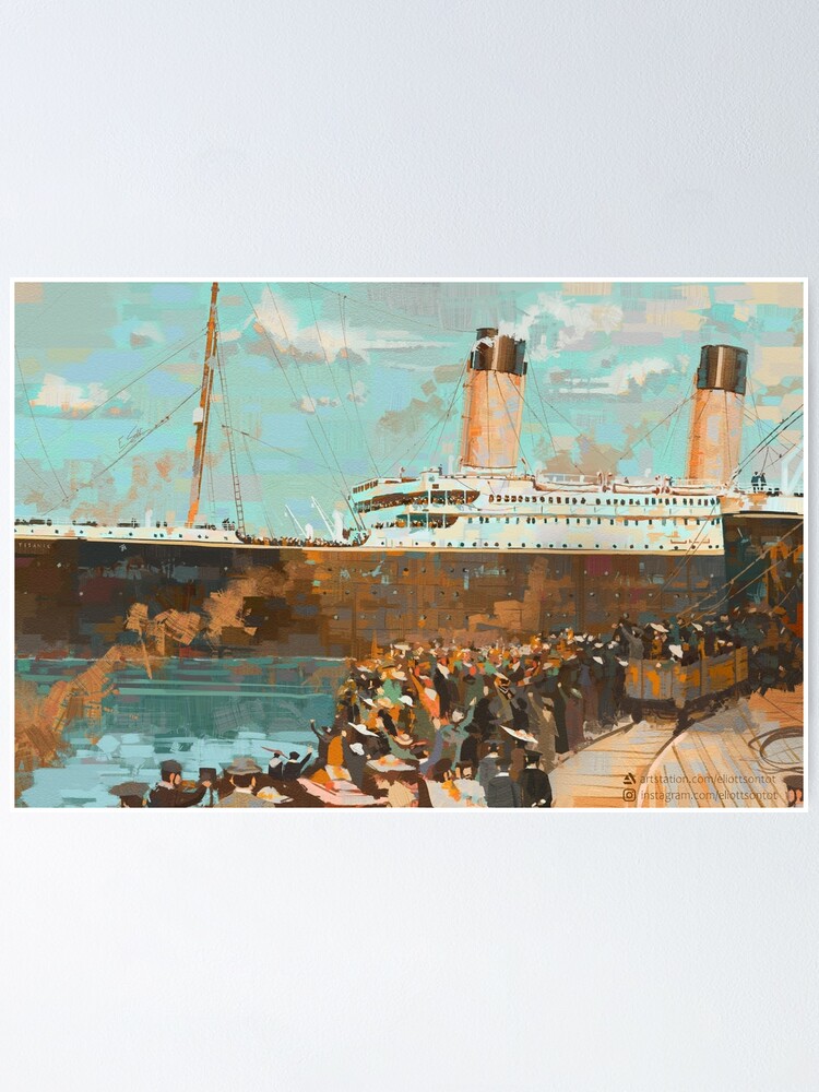 RMS Titanic leaving Southampton - Painting by Eliott Sontot