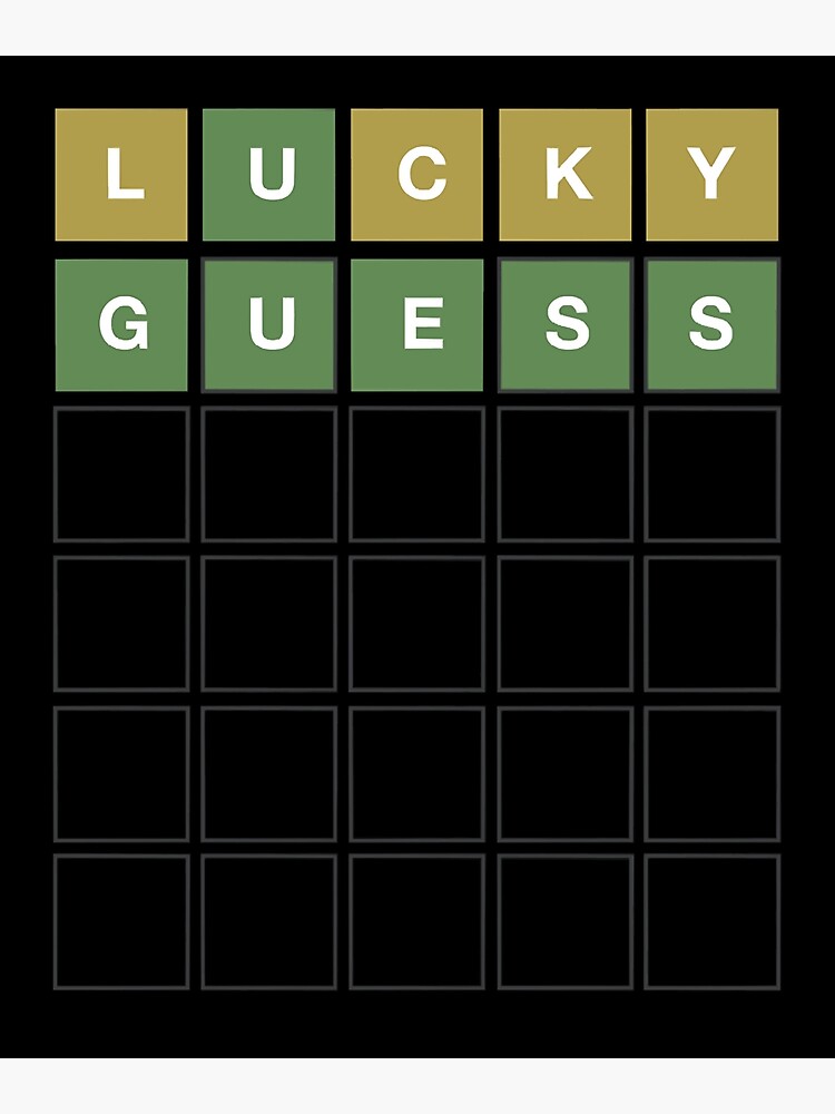 "Wordle Lucky Guess Funny Wordl Grid Word Game Design " Photographic