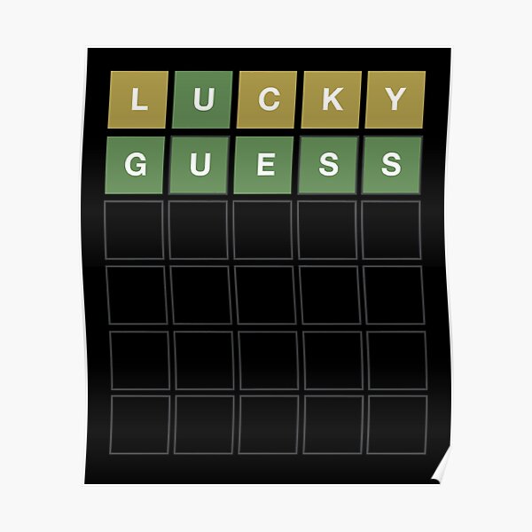 "Wordle Lucky Guess Funny Wordl Grid Word Game Design " Poster by
