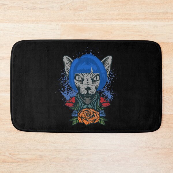 Item preview, Cat with Wig , funny and cute hairless cat with blue wig designed and sold by Magicalair.