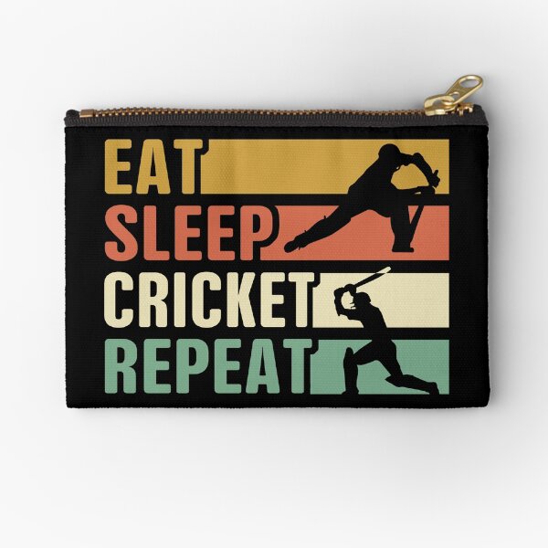 Eat Sleep Cricket Repeat Zipper Pouch