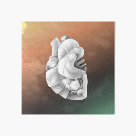 The Steam War Grayscale Heart With Gradient Background Art Board Print