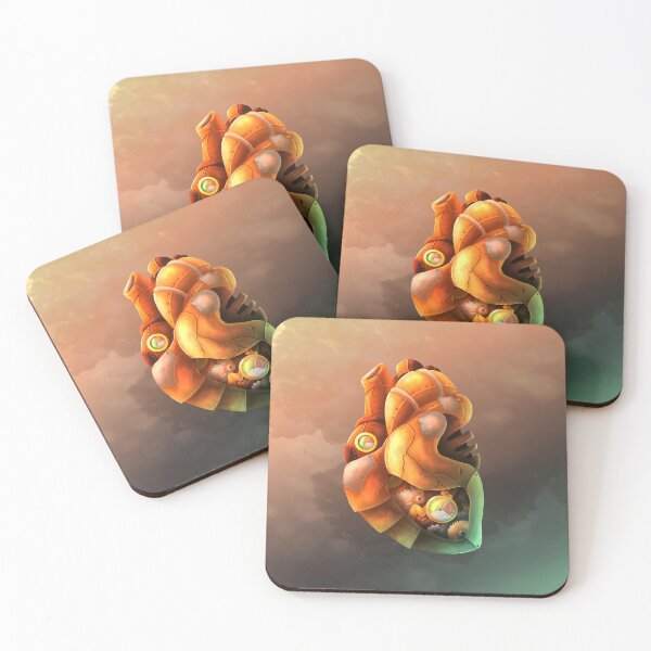 The Steam War Heart With Gradient Background Coasters (Set of 4)