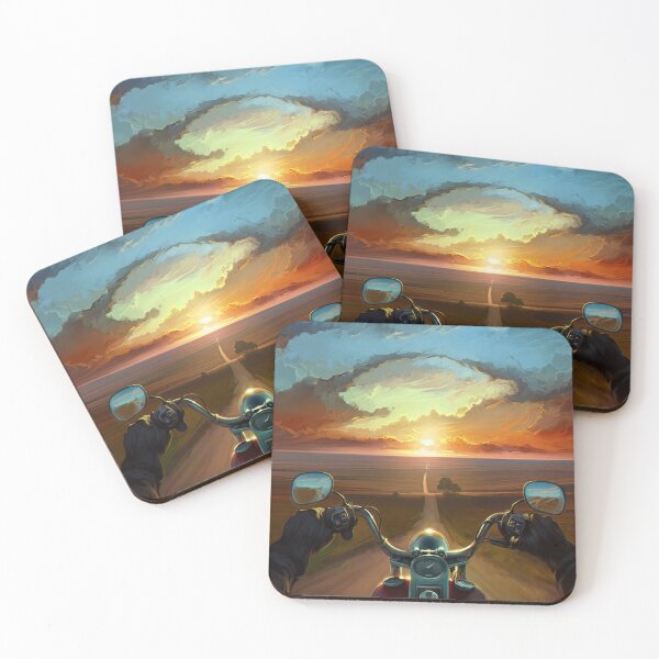 Item preview, Motorcycle Solo Travel Road Trip Painting Landscape Freedom designed and sold by CanvasKnight.