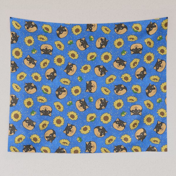 Item preview, Black and Tan Hokkaido Faces and Himawari Sunflowers Pattern (All-Over Print) designed and sold by HokkaidoHANA.
