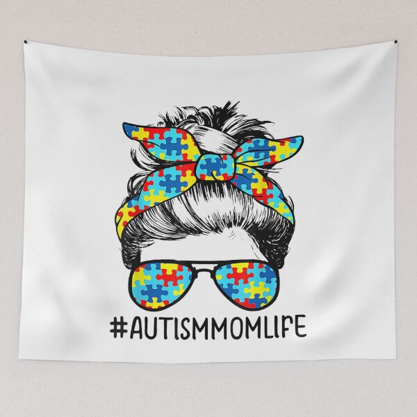 Artikelvorschau, Autism Mom Life Messy Bun Sonnenbrille Bandana Muttertag entworfen und verkauft von Kezichy.