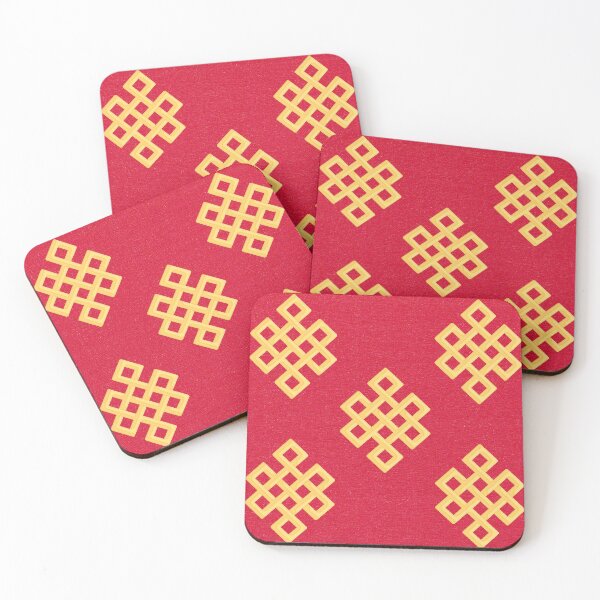 Item preview, Five Gold Eternal Knots On A Red Background  designed and sold by debmund.