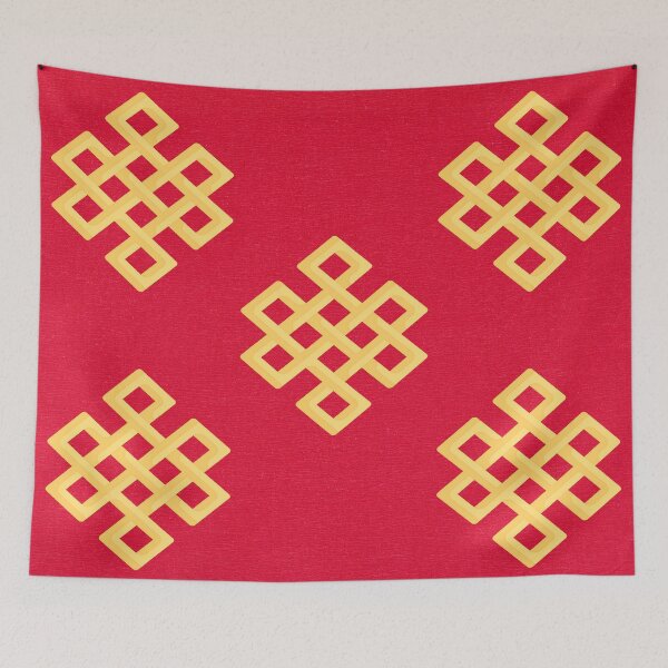 Item preview, Five Gold Eternal Knots On A Red Background  designed and sold by debmund.