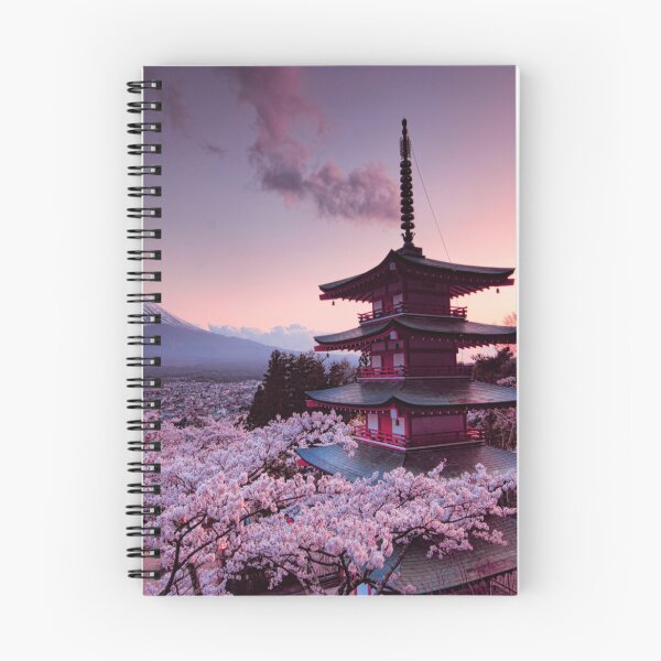 Item preview, Cherry Blossoms at Japanese Temple | Zen Peaceful Calming Pink Purple Tranquil Flowers Mount Fuji designed and sold by CanvasKnight.
