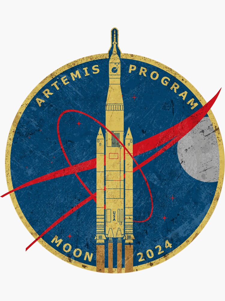 Artemis Program Moon 2024 Classic Sticker By Kiehlpdsease Redbubble   Bg,f8f8f8 Flat,750x,075,f Pad,750x1000,f8f8f8 